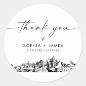 Sticker Rond Atlanta Merci Favor 3" (feuille de 6) (Devant)