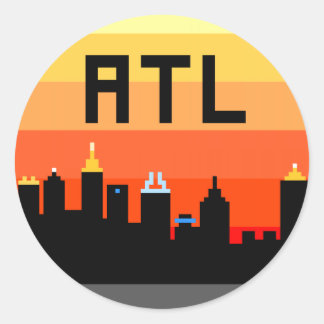 Sticker Rond Atlanta Skyline ATL 8 bits