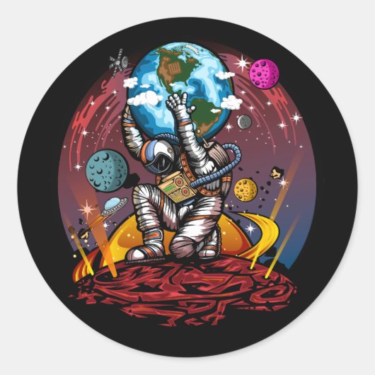 Sticker Rond Atlas Space Man (Devant)