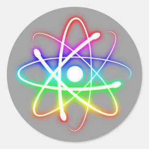 Sticker Rond Atom brillant coloré