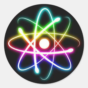 Sticker Rond Atom brillant coloré   Cadeaux Geeks