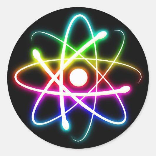 Sticker Rond Atom brillant coloré | Cadeaux Geeks (Devant)
