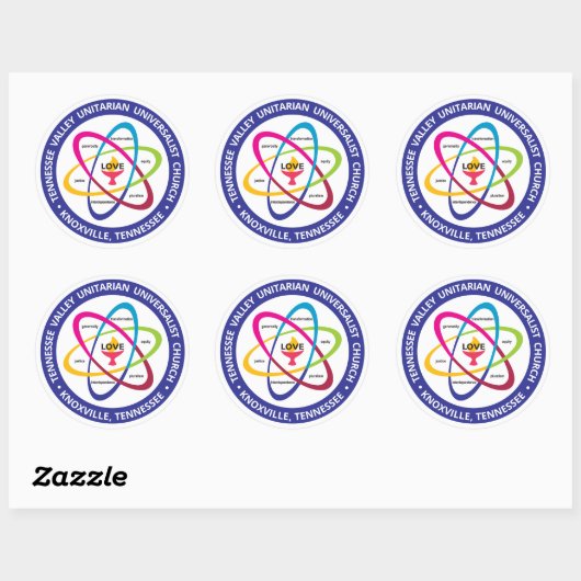 Sticker Rond Atom de valeurs partagées TVUUC (Feuille)
