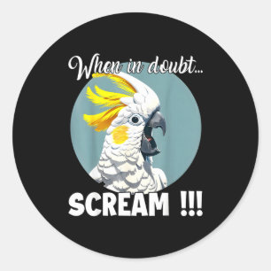 Sticker Rond Atoo Meme T, cri drôle de cacatoès à huppe jaune