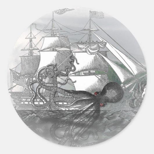 Sticker Rond Attack par Giant Octopus (Devant)