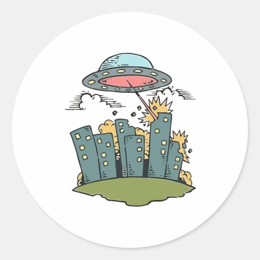 Sticker Rond Attaque Alien (Devant)