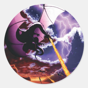 Sticker Rond Attaque au dragon
