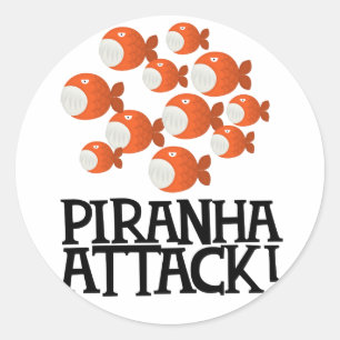 Sticker Rond attaque de piranha !