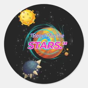 STICKER ROND ATTEIGNEZ LES ÉTOILES