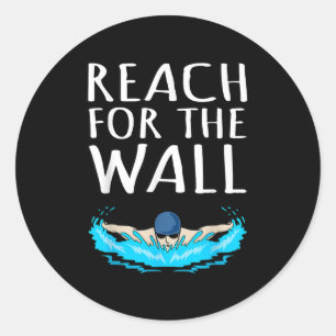 Sticker Rond Atteindre Mur Amusant Swimmer nage Entraîneur Homm