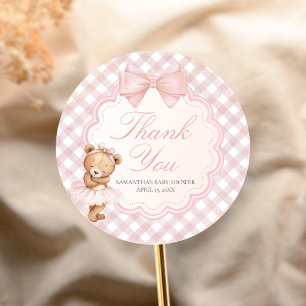 Sticker Rond Attendez à peine Élégante Ours Fête de Bébé Ours