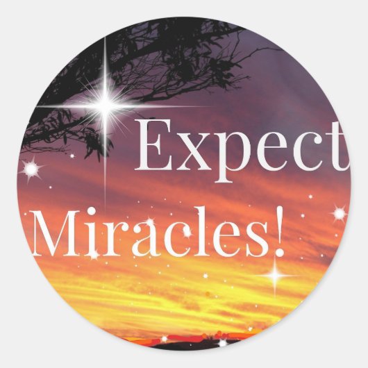 Sticker Rond Attendez-vous à Miracles Sparkle Sunset Inspiratio (Devant)