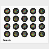 Sticker Rond Attention 4e année, j'arrive, retour à l'école (Feuille)