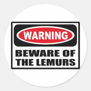 STICKER ROND ATTENTION À L'ÉTIQUETAGE DE L'ÉTIQUETTE LEMURS