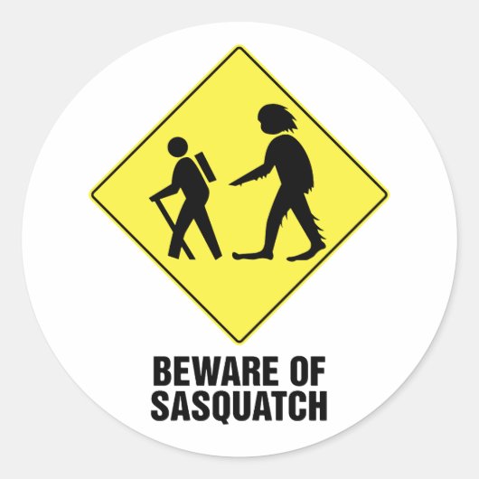 Sticker Rond Attention à Sasquatch (Devant)