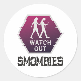 Sticker Rond Attention aux mombies