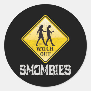 Sticker Rond Attention aux mombies