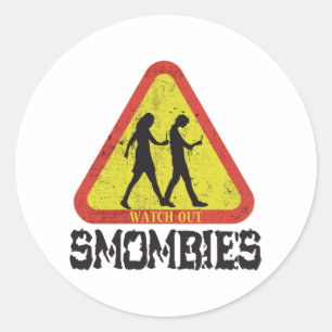 Sticker Rond Attention aux mombies