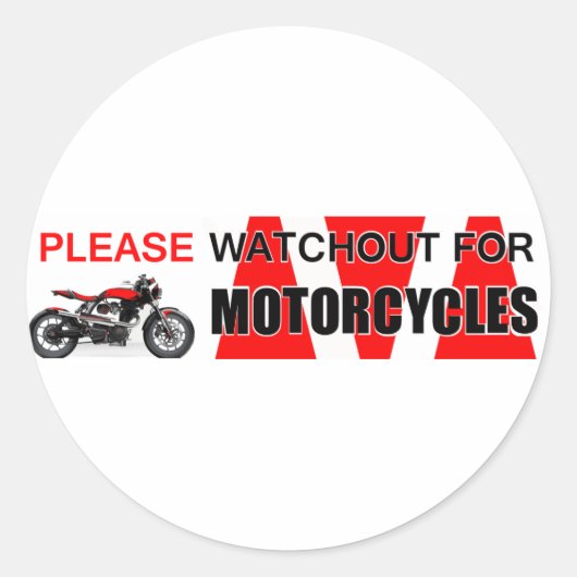 Sticker Rond Attention aux MOTOCYCLES ! Sécurité (Devant)