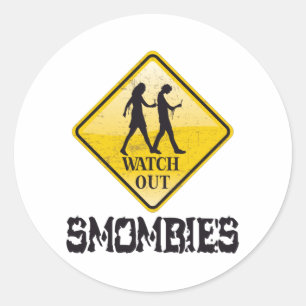 Sticker Rond Attention aux Smombies