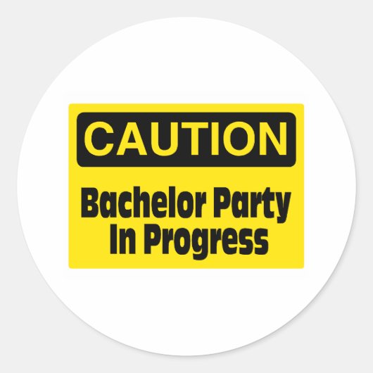 Sticker Rond Attention Bachelor Party en cours (Devant)