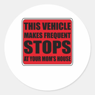 Sticker Rond Attention Ce véhicule fait des arrêts soudains 