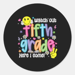 Sticker Rond Attention CM2 j'arrive T-shirt 5e année