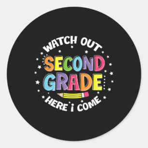 Sticker Rond Attention Deuxième année me voilà Retour à l'école