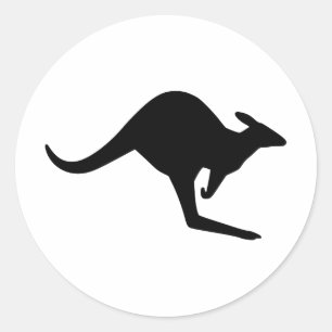 Sticker Rond Attention Kangaroo