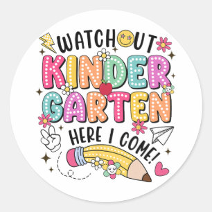 Sticker Rond Attention maternelle, j'arrive Premier jour de rep