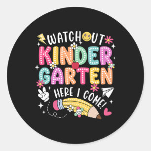Sticker Rond Attention maternelle me voici premier jour de reto