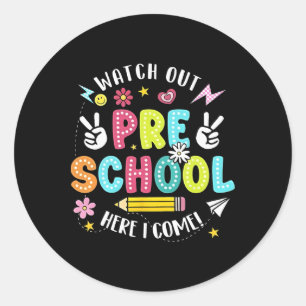 Sticker Rond Attention Maternelle Me Voici Retour à l'école