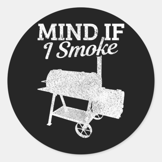 Sticker Rond Attention si je fume Barbecue Grillmaster Fumer de (Devant)