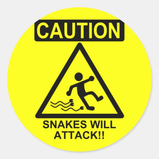 Sticker Rond Attention Snakes va attaquer ! ! (Devant)