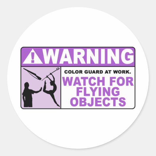 Sticker Rond ATTENTION Surveillez Les Objets Volants ! (Devant)