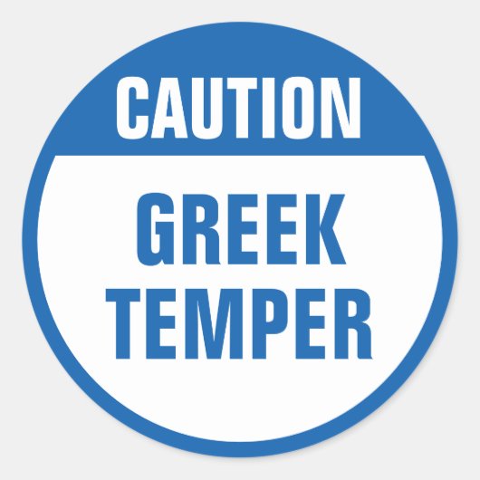 Sticker Rond Attention Temper grec (Devant)