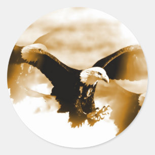 Sticker Rond Atterrissage d'aigle à tête blanche