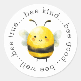 Sticker Rond Attitudes d'abeille Mignonne abeille