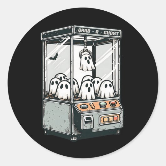 Sticker Rond Attraper Un Fantôme Claw Machine Arcade Drôle Hall (Devant)