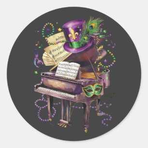 Sticker Rond Attrayant Mardi Gras Mix Costume Piano Festime