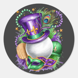 Sticker Rond Attrayant Mardi Gras Mix Ping Pong Costume Festiv