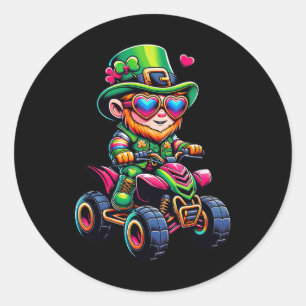Sticker Rond Atv 4 Wheeler Leprechaun Enfants Hommes Femmes St 