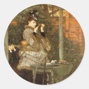 Sticker Rond Au champ de tir par James Tissot, Art vintage