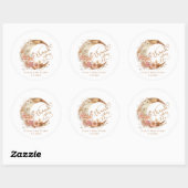 Sticker Rond Au cours de la lune baby shower boho or merci (Feuille)