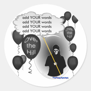 Sticker Rond Au-dessus de la colline Grim Reaper anniversaire