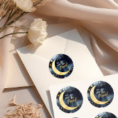 Sticker Rond Au-dessus de la lune Baby shower céleste étoiles e