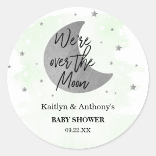 Sticker Rond Au-Dessus De La Lune Baby shower neutre
