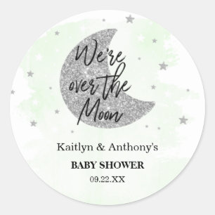 Sticker Rond Au-Dessus De La Lune Baby shower neutre