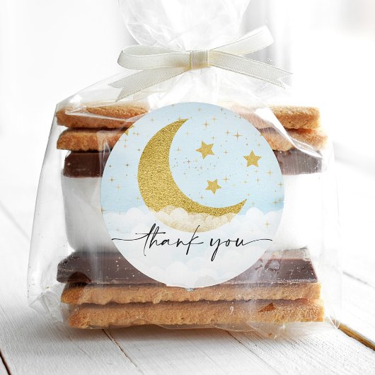 Sticker Rond Au-Dessus De La Lune Garçon Baby shower Favoriser 