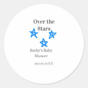 Sticker Rond Au-dessus des étoiles bleu gris bébé fête nom date